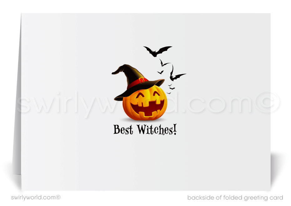 Company Business Printed Halloween Greeting Cards "We All Light Up" Pumpkin Patch