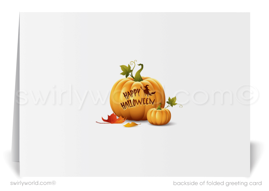 Pumpkin Patch Scarecrow Bats Fall Autumn Printed Happy Halloween Cards for Business