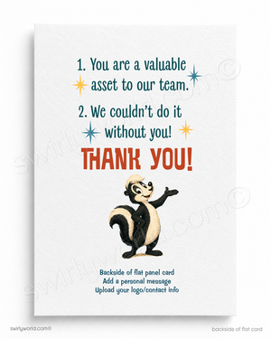 Here’s My 2-Scents Retro Skunk Business Thank You Postcard