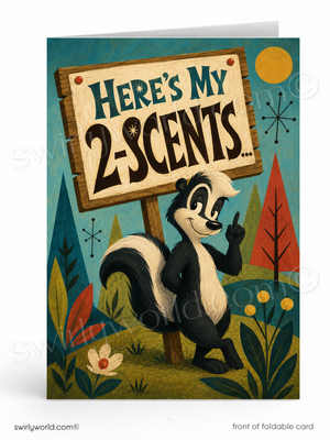 Here’s My 2-Scents Retro Skunk Business Thank You Postcard