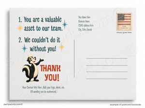 Here’s My 2-Scents Retro Skunk Business Thank You Postcard