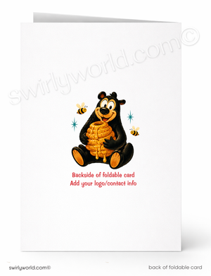 How Sweet It Is Retro Bear Funny Business Thank You Postcard