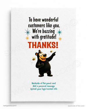 How Sweet It Is Retro Bear Funny Business Thank You Postcard