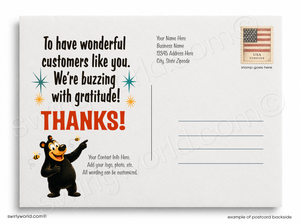 How Sweet It Is Retro Bear Funny Business Thank You Postcard