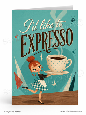 Retro Coffee Business Thank You Postcard | I’d Like to Expresso