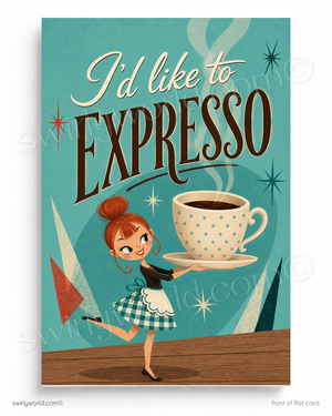 Retro Coffee Business Thank You Postcard | I’d Like to Expresso