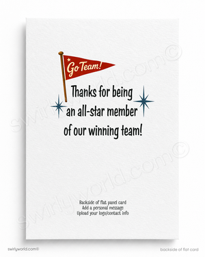 Retro Baseball Thank You Card | I'm A Big Fan Customer Appreciation Flat Card