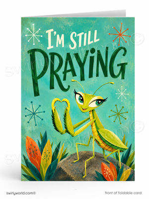 Product Title  I’m Still Praying Funny Praying Mantis Sales Promotion Card