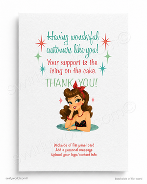 Card with cartoon character and thank you message on a white background