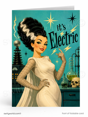 Bride of Frankenstein – It’s Electric Retro Pinup Monster Halloween Card