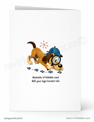 Funny Customer Appreciation Flat Card | I've Done a Bit of Detective Work Vintage Cartoon Dog