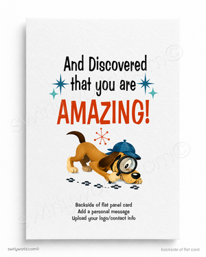 Funny Customer Appreciation Flat Card | I've Done a Bit of Detective Work Vintage Cartoon Dog
