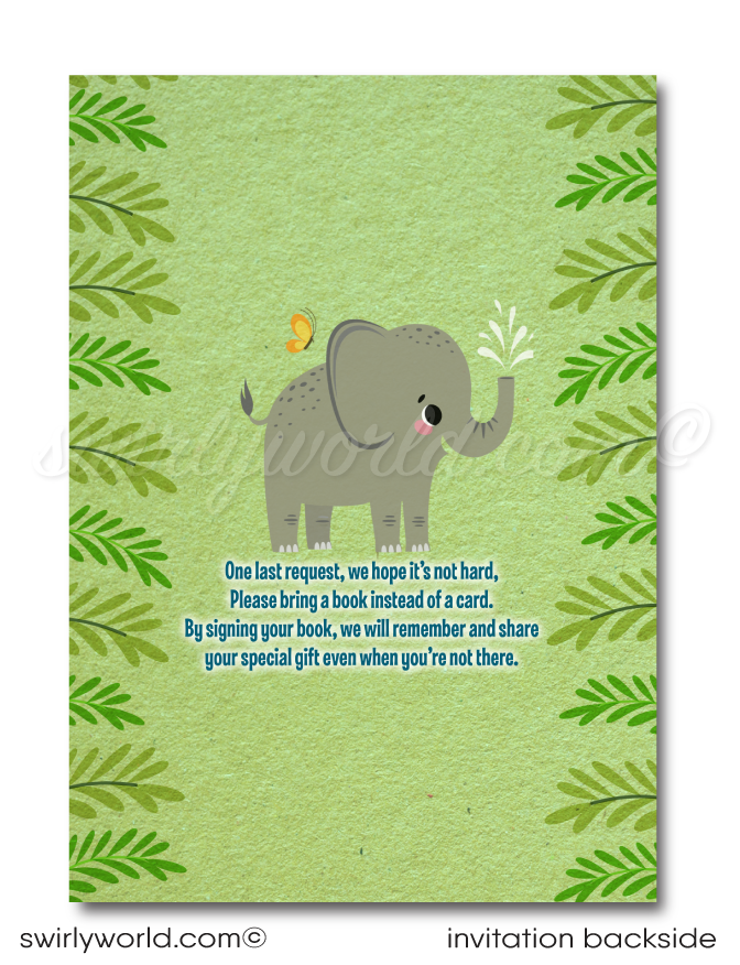 Baby Animals "Wild Thing" Welcome to the Jungle Safari 1st Birthday Invitation Book Request Card