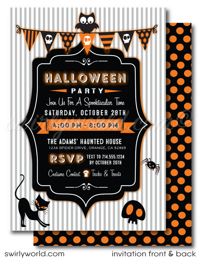 Child-Friendly Non-Scary Kids Halloween Birthday Party Invitation Digital Printable File Download