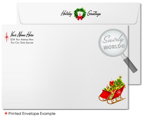 1950s Christmas Card – Vintage Holiday Cards with Kitschy Santa Claus & Atomic Starbursts