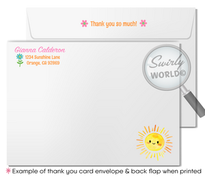 Brighten your baby girl's first birthday with our "Little Miss Sunshine" Invitation Design. This digital download features a radiant sunshine illustration perfect for Spring or Summer parties. Includes matching thank you cards and envelopes. Download, customize, and celebrate with warmth and joy!