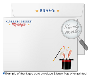 Magician Party Printed Invitation Set - Enchanting Red, Blue, and Gold Theme