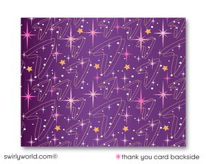 Retro Magic Theme Party Printed Invitation Set - Enchanting Pink & Purple Hues
