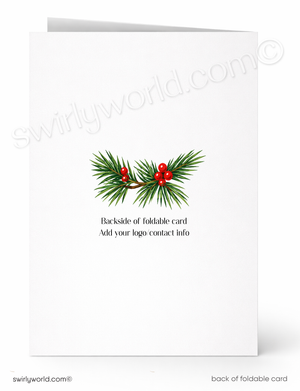 Vintage Christmas Card with Retro Mid-Century Tree and Glowing C9 Old-Fashioned String Lights