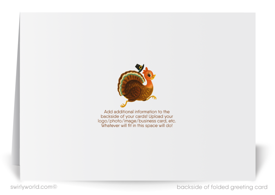 Vintage 1960s Mid-Century Style Thanksgiving Card with Nostalgic Table Setting
