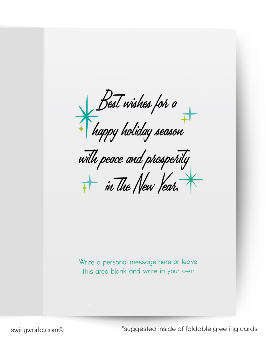 Vintage 1960s Christmas Card – Mid Century Holiday Cards | Blue Forest Deer Design