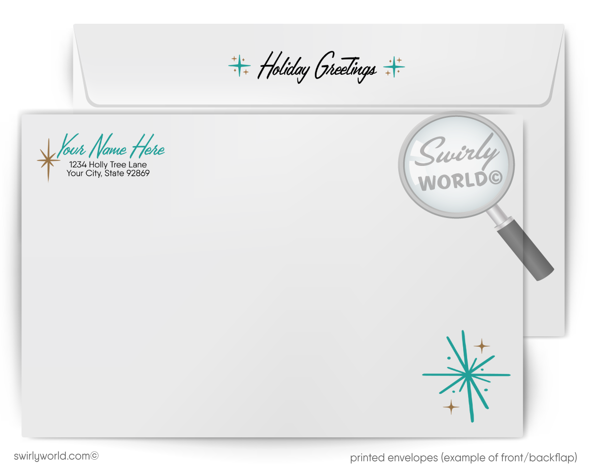 Vintage 1960s Christmas Card – Mid Century Holiday Cards | Blue Forest Deer Design