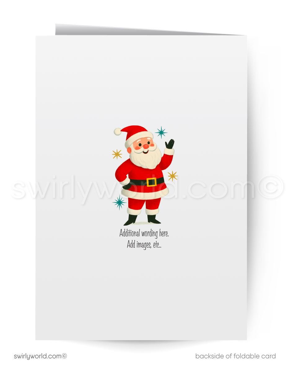 1950s Retro Christmas Cards – Mid Century Holiday Cards With Santa Helicopter