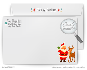 1950s Retro Christmas Cards – Mid Century Holiday Cards With Santa Helicopter