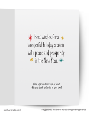 1950s Retro Christmas Cards – Mid Century Holiday Cards With Santa Helicopter