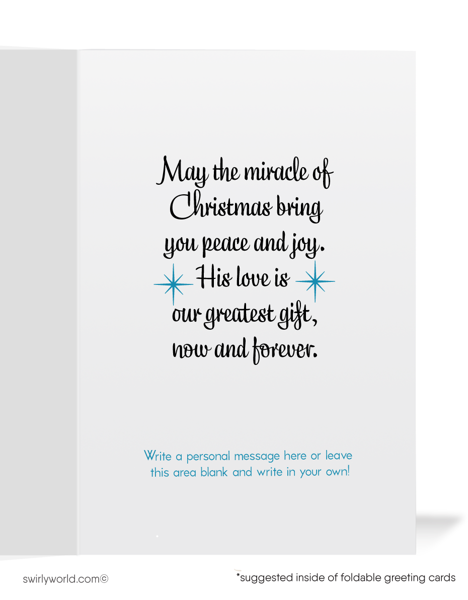 Mid-Century 1960s Nativity Manger Scene "O Holy Night" Catholic Christmas Cards