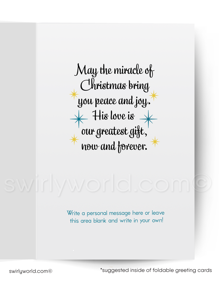 Mid Century Christmas Cards – Vintage Nativity Scene Cards With Premium Matte Finish