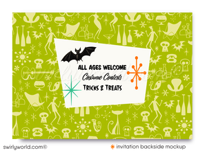 Retro-Shag Mid-Century Modern Halloween Party Invitation - Eichler Monsters Digital Design