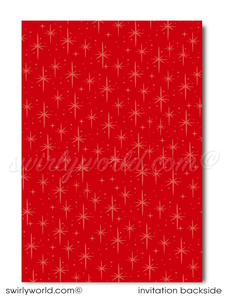 Retro 1950's Pin-up Rockabilly Girl in Martini Glass Christmas Cocktail Party Invitations