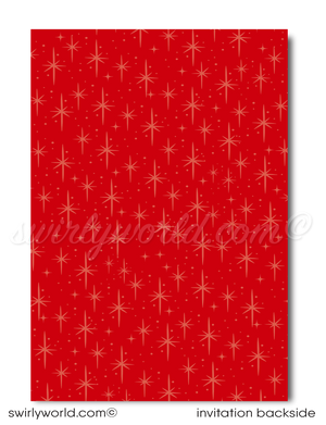 Retro 1950's Pin-up Rockabilly Girl in Martini Glass Christmas Cocktail Party Invitations