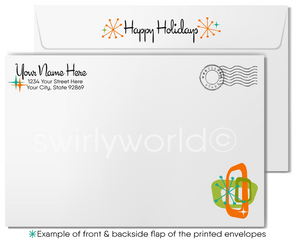 Retro Holiday Card – Customizable Mid Century Holiday Cards with Starbursts