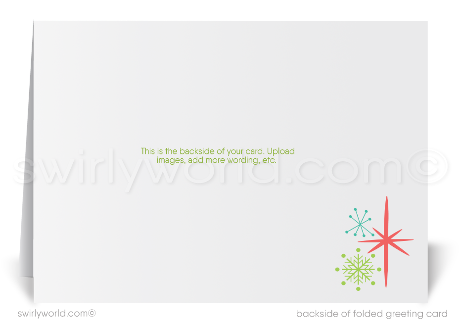 Vintage 1950s Atomic Era Holiday Card with Retro Starbursts and Mod Geometric Design