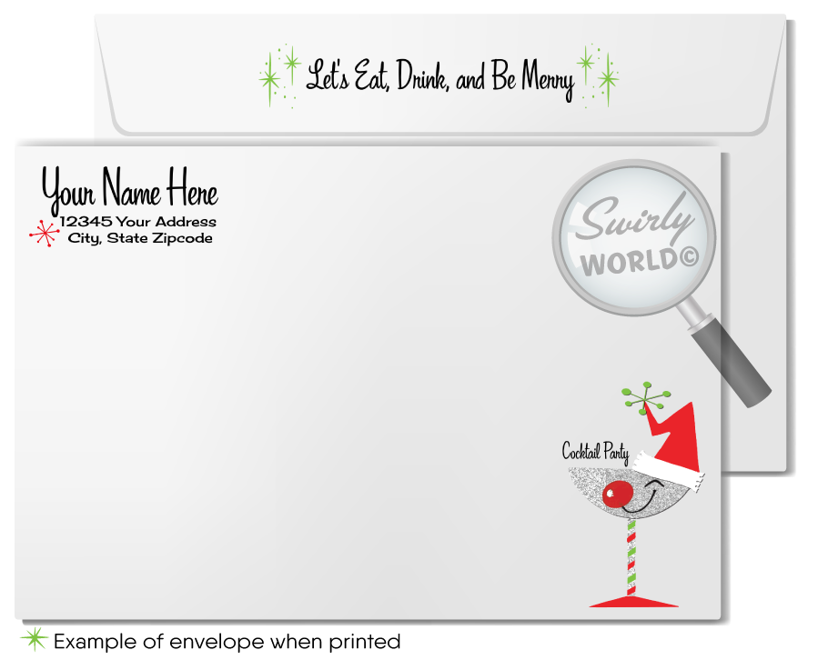 Mid-Century Modern 1950's Atomic Christmas Cocktail Party Invitation Digital Download