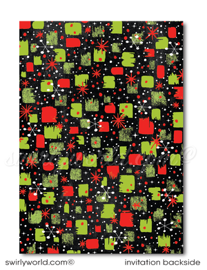 Atomic Mid-Century Modern 1950s-1960s Christmas Holiday Cocktail Party Invitations