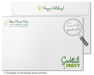 Retro Atomic Mid-Century Modern Holiday Cocktail Party Invitation Digital Download
