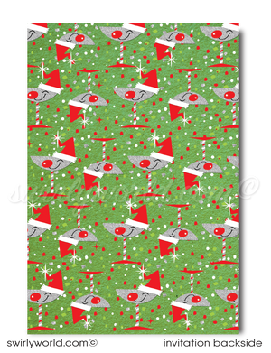 Retro Vintage 1950s Atomic Starbursts MCM Holiday Christmas Cocktail Party Invitations