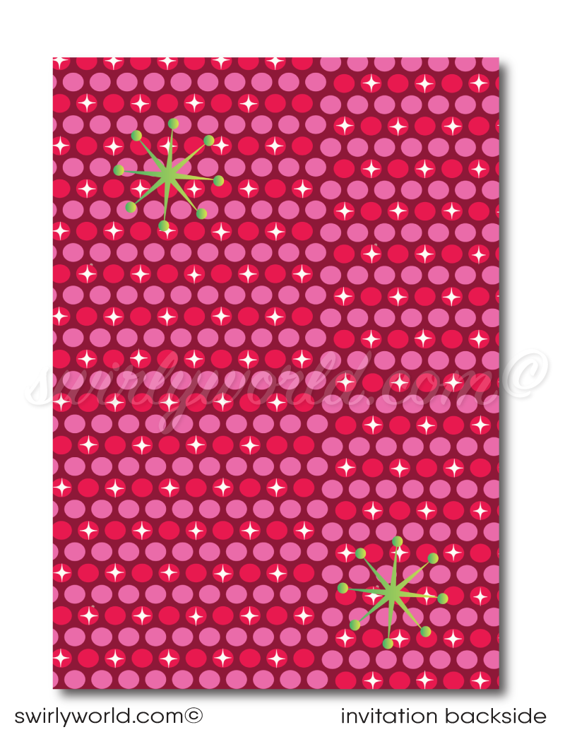 Retro Modern White Elephant Gift Exchange Christmas Holiday Party Invites