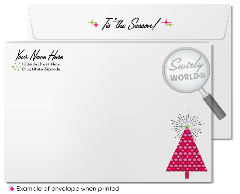 Retro Modern White Elephant Gift Exchange Christmas Holiday Party Invites