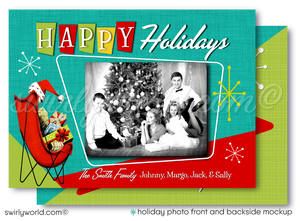 Atomic Mid-Century Modern 1950s-1960S MCM Christmas Family Photo Card Digital Printable