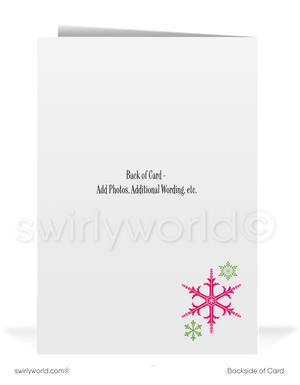 1950s-1960s Pink & Green Atomic Retro Mod Mid-Century Trees Holiday Greeting Cards