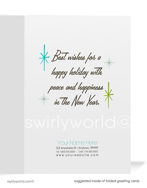 1960s Retro Atomic Mid-Century Modern Holiday Trees MCM Holiday Greeting Cards