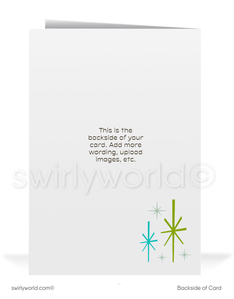 1960s Retro Atomic Mid-Century Modern Holiday Trees MCM Holiday Greeting Cards