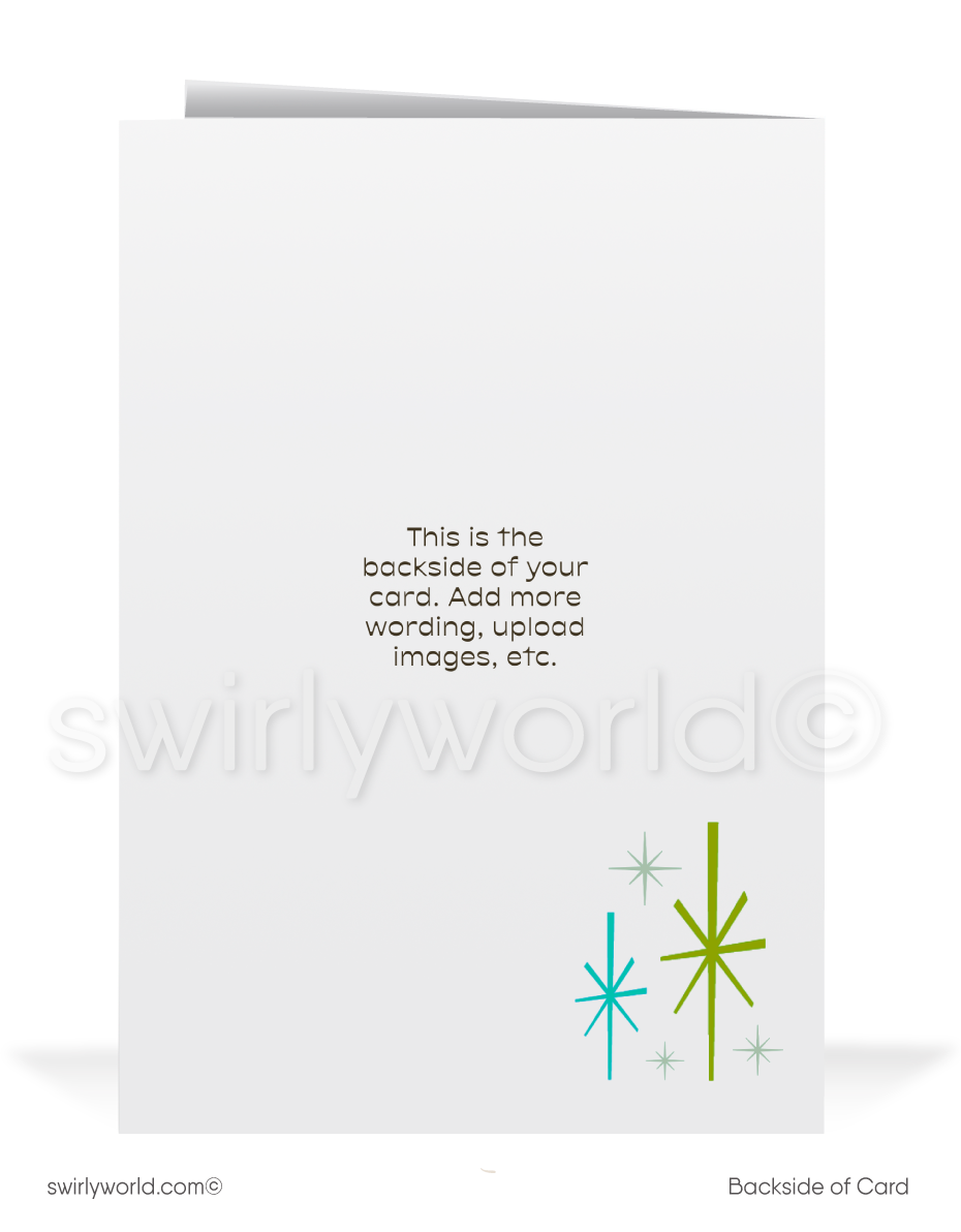 1960s Retro Atomic Mid-Century Modern Holiday Trees MCM Holiday Greeting Cards