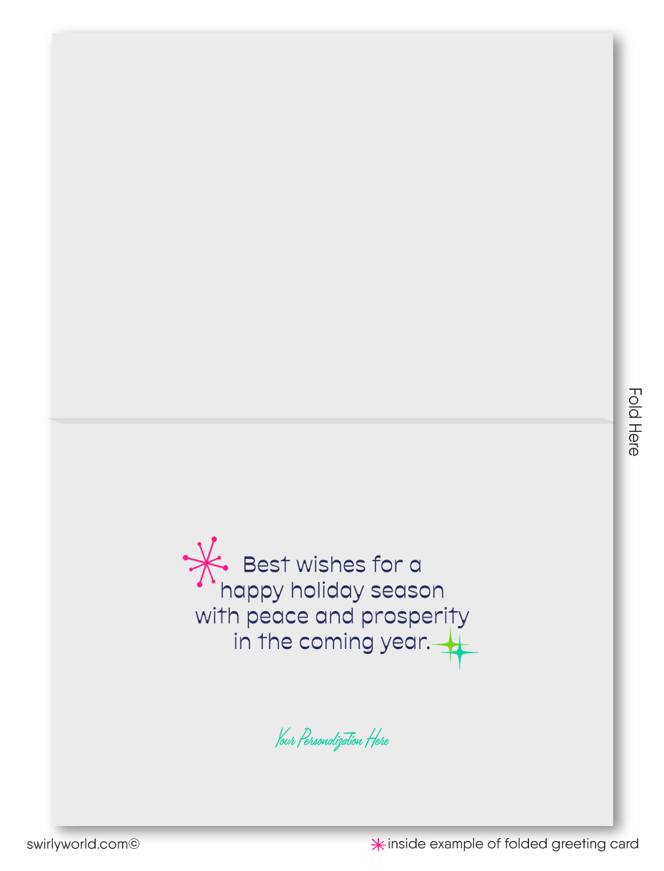 1960s Atomic Retro Modern Mid-Century Style Christmas Holiday Greeting Cards