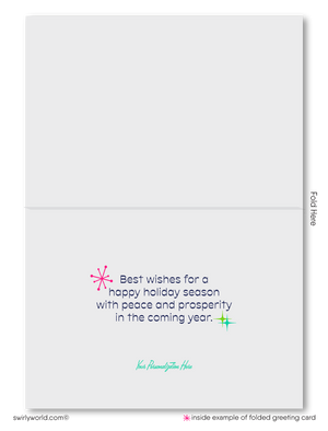 1960s Atomic Retro Modern Mid-Century Style Christmas Holiday Greeting Cards