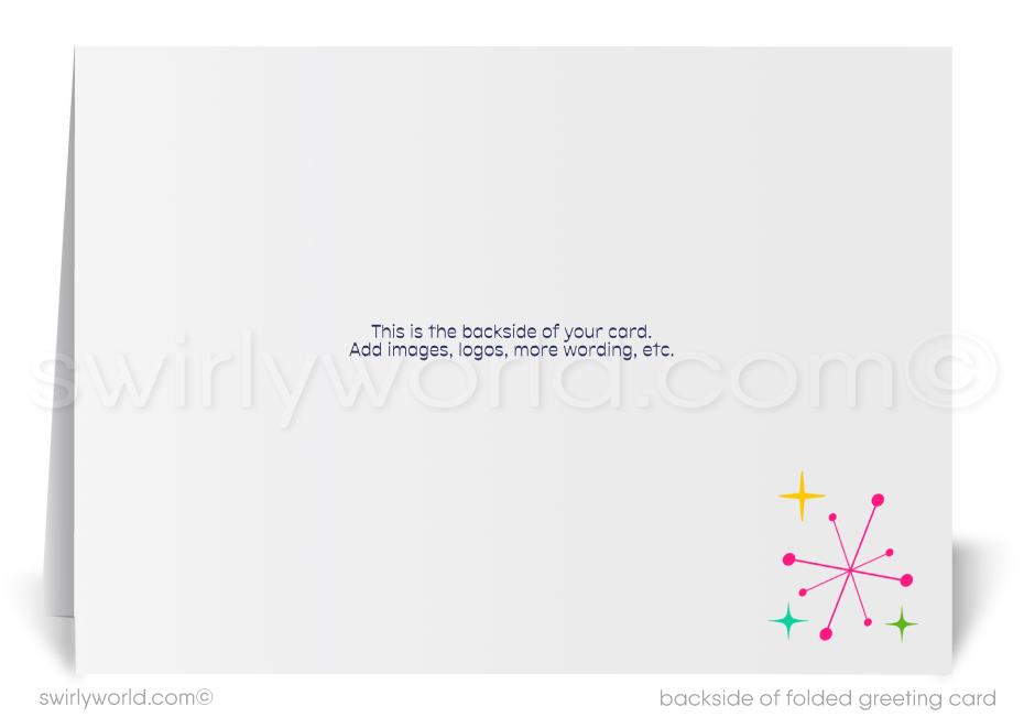1960s Atomic Retro Modern Mid-Century Style Christmas Holiday Greeting Cards